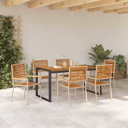 vidaXL Garden Dining Set 7 pcs Beige and Brown Poly Rattan 4