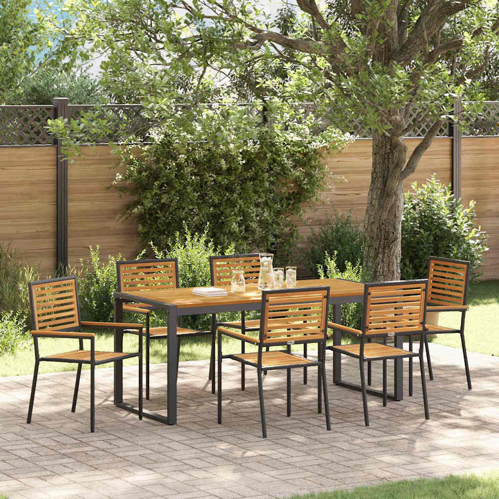 vidaXL Garden Dining Set 7 pcs Black and Brown Poly Rattan