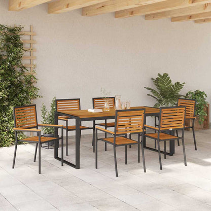 vidaXL Garden Dining Set 7 pcs Black and Brown Poly Rattan 4