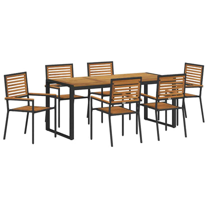 vidaXL Garden Dining Set 7 pcs Black and Brown Poly Rattan 2