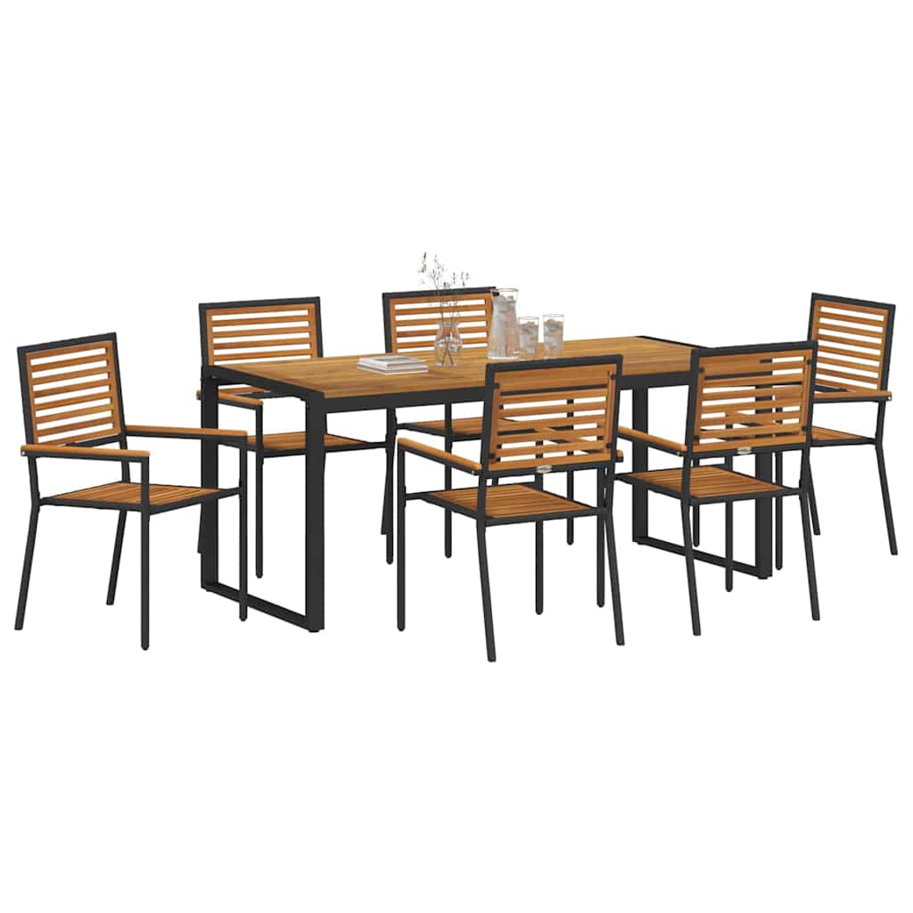 vidaXL Garden Dining Set 7 pcs Black and Brown Poly Rattan 3
