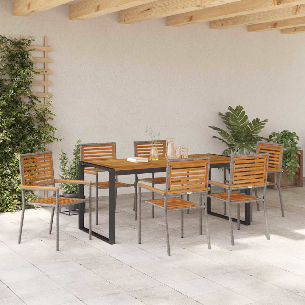 vidaXL Garden Dining Set 7 pcs Grey and Brown Poly Rattan 4