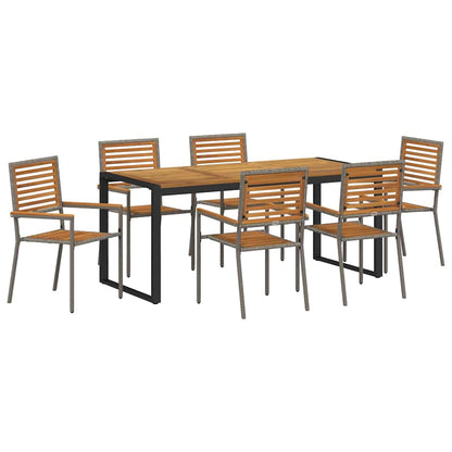 vidaXL Garden Dining Set 7 pcs Grey and Brown Poly Rattan 2
