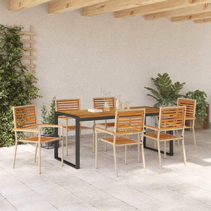 vidaXL Garden Dining Set 7 pcs Beige and Brown Poly Rattan 4