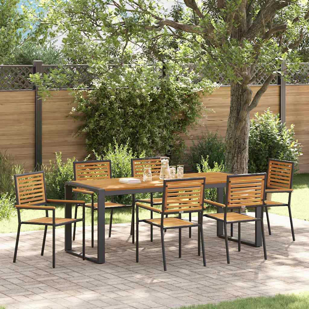 vidaXL Garden Dining Set 7 pcs Black and Brown Poly Rattan 1