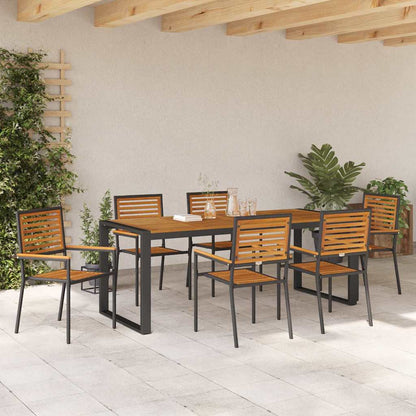 vidaXL Garden Dining Set 7 pcs Black and Brown Poly Rattan 4