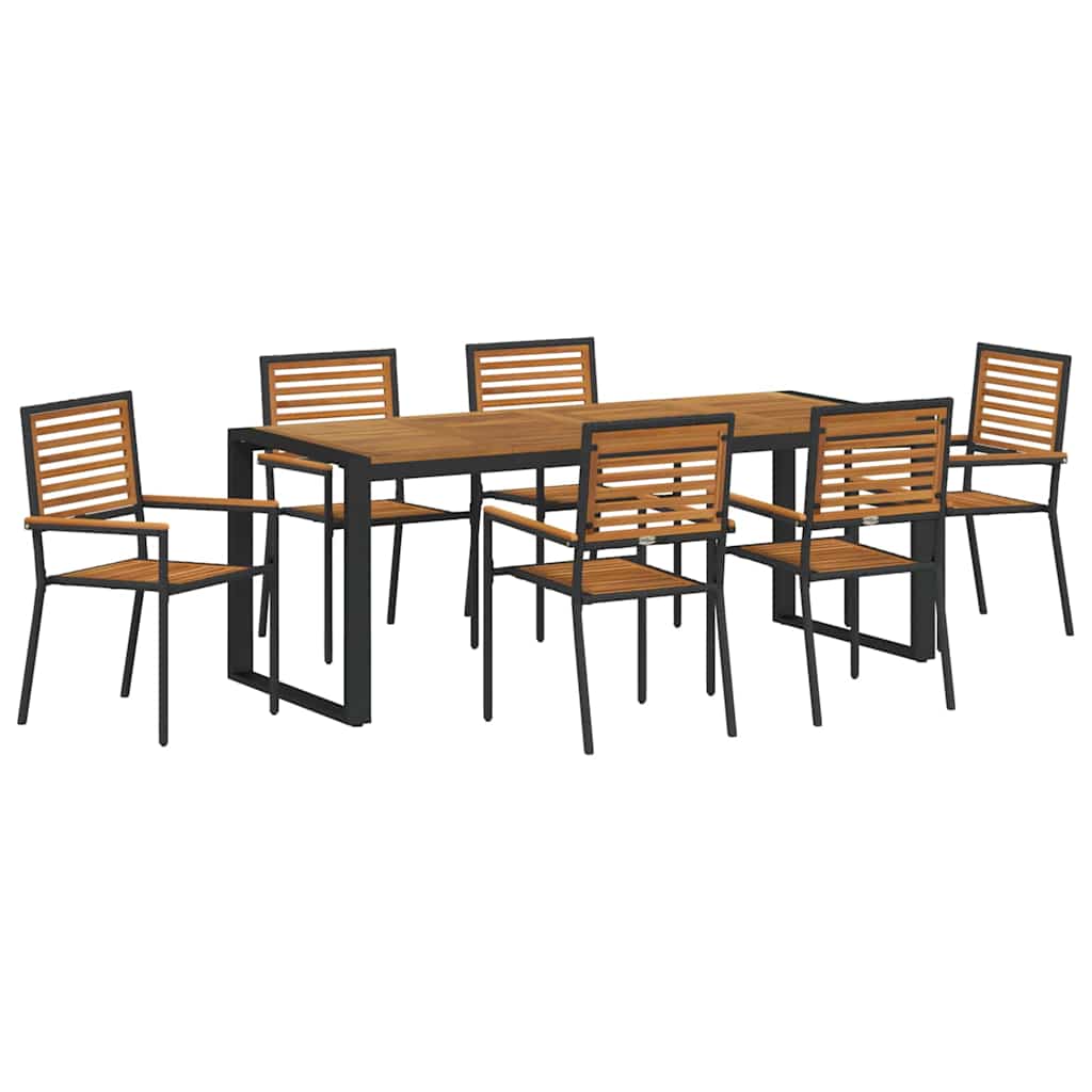 vidaXL Garden Dining Set 7 pcs Black and Brown Poly Rattan 2