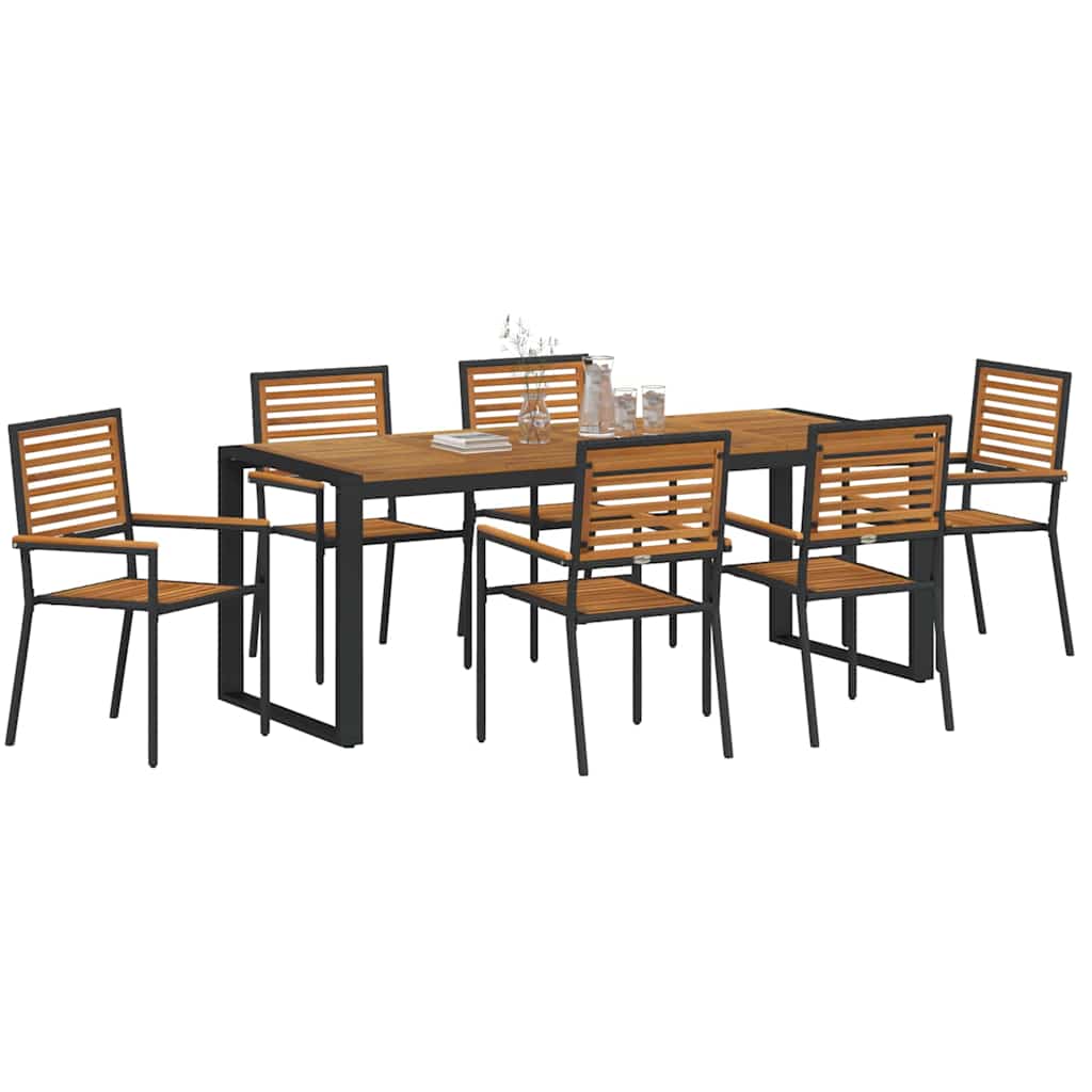vidaXL Garden Dining Set 7 pcs Black and Brown Poly Rattan 3