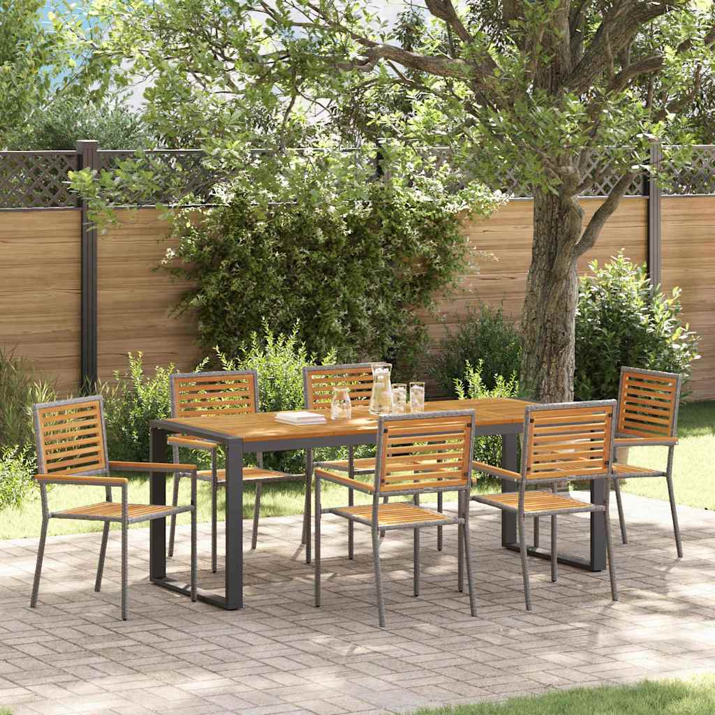vidaXL Garden Dining Set 7 pcs Grey and Brown Poly Rattan 1