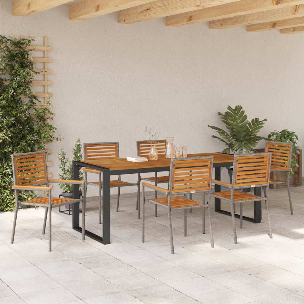 vidaXL Garden Dining Set 7 pcs Grey and Brown Poly Rattan 4