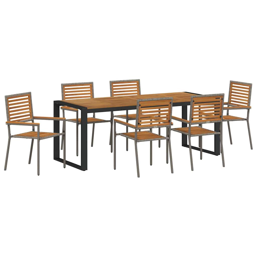 vidaXL Garden Dining Set 7 pcs Grey and Brown Poly Rattan 2