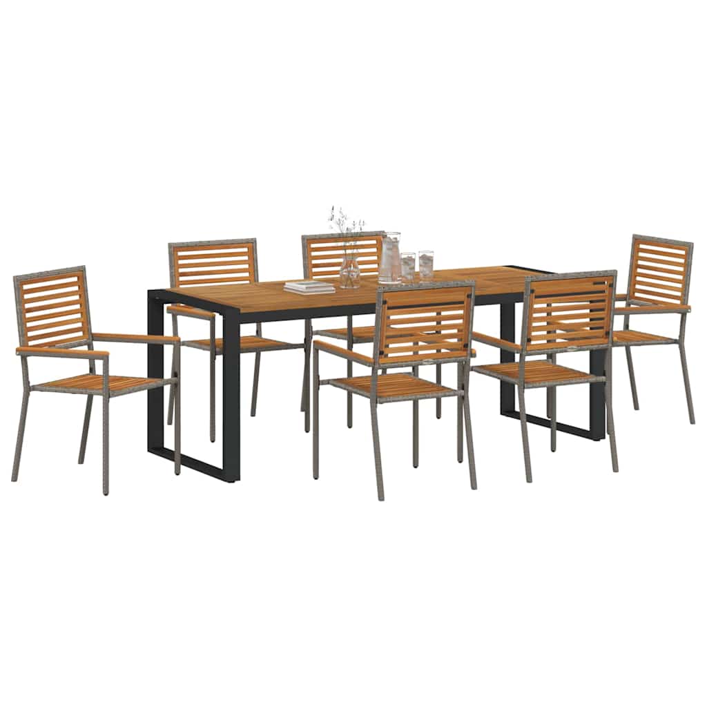 vidaXL Garden Dining Set 7 pcs Grey and Brown Poly Rattan 3