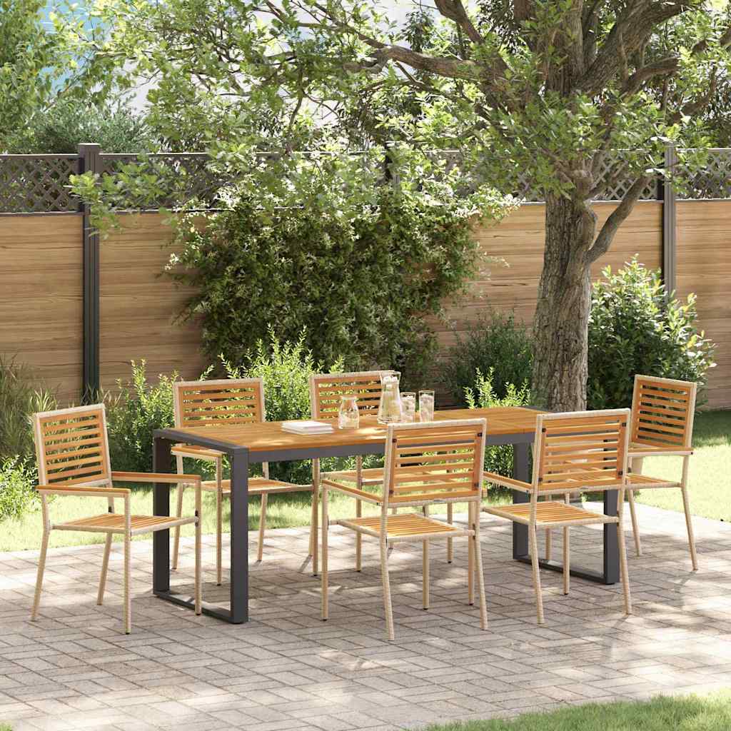 vidaXL Garden Dining Set 7 pcs Beige and Brown Poly Rattan 1
