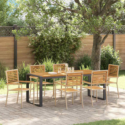 vidaXL Garden Dining Set 7 pcs Beige and Brown Poly Rattan 1