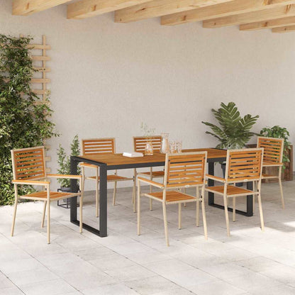 vidaXL Garden Dining Set 7 pcs Beige and Brown Poly Rattan 4