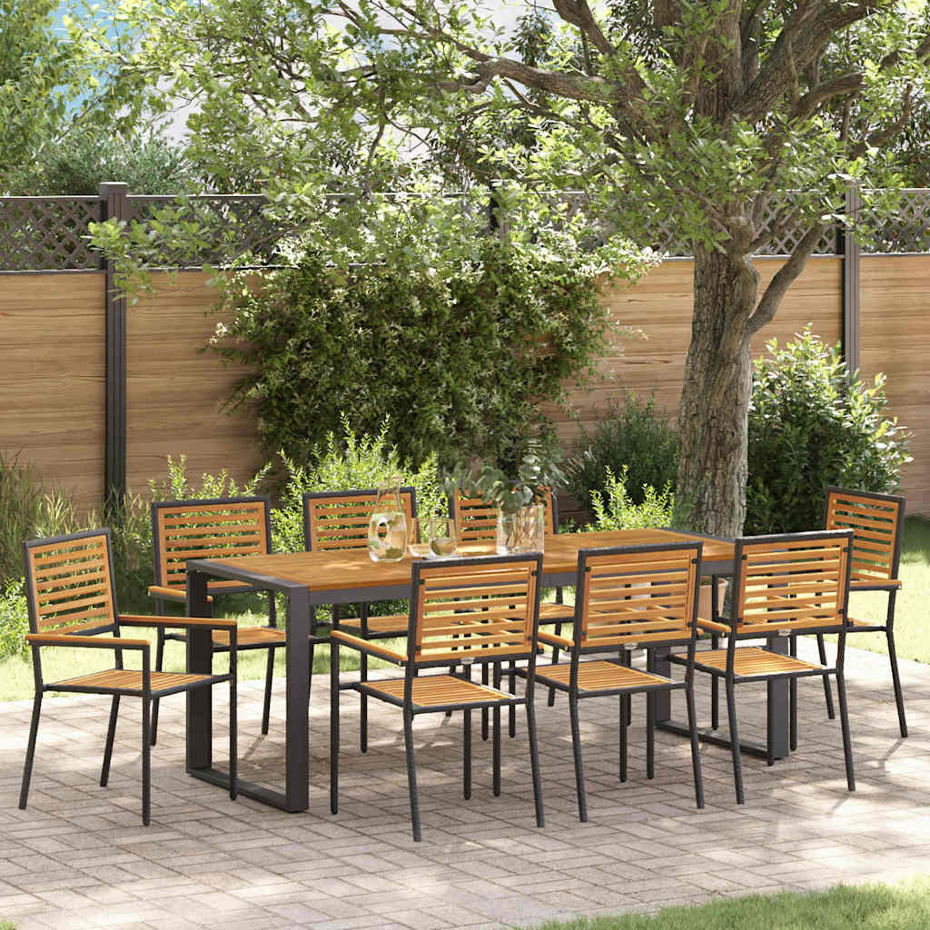 vidaXL Garden Dining Set 9 pcs Black and Brown Poly Rattan 1