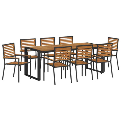 vidaXL Garden Dining Set 9 pcs Black and Brown Poly Rattan 2