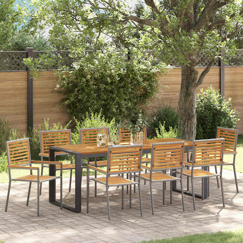vidaXL Garden Dining Set 9 pcs Grey and Brown Poly Rattan 1
