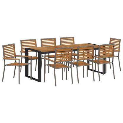 vidaXL Garden Dining Set 9 pcs Grey and Brown Poly Rattan 2