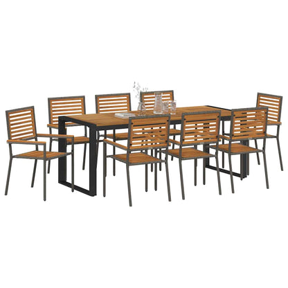 vidaXL Garden Dining Set 9 pcs Grey and Brown Poly Rattan 3