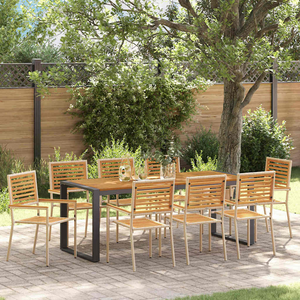 vidaXL Garden Dining Set 9 pcs Beige and Brown Poly Rattan 1