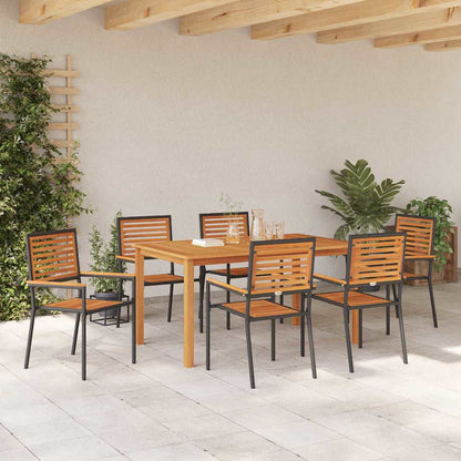 vidaXL Garden Dining Set 7 pcs Black Solid Acacia Wood 4