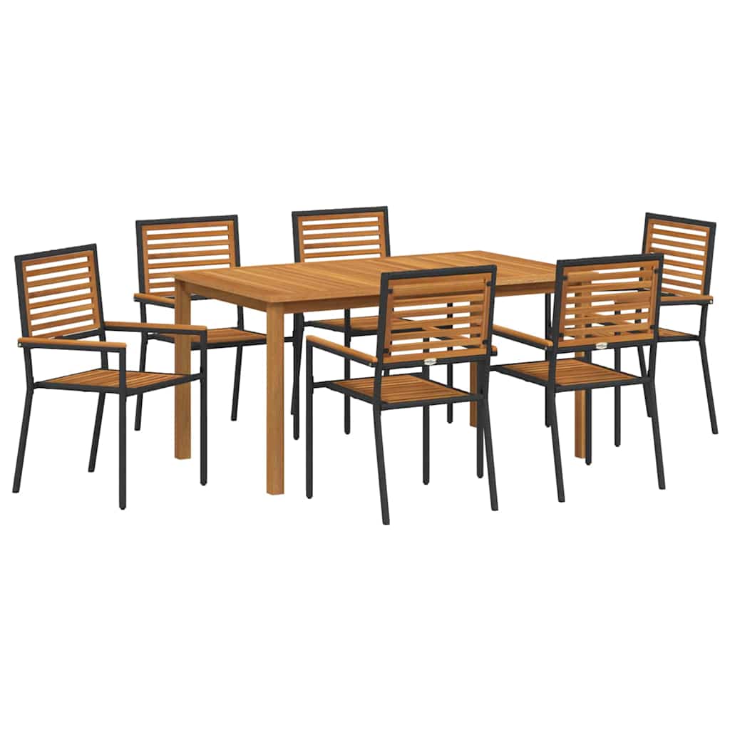 vidaXL Garden Dining Set 7 pcs Black Solid Acacia Wood 2