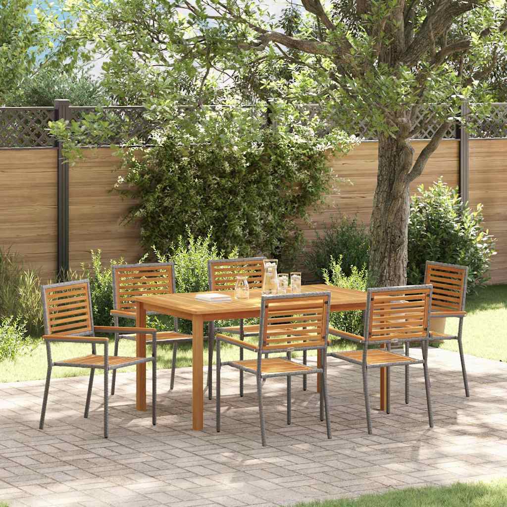 Garden Dining Set 5 pcs Solid Acacia Wood Grey 150 cm table length 6-Seater