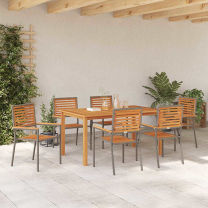 vidaXL Garden Dining Set 7 pcs Grey Solid Acacia Wood 4