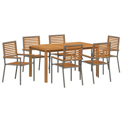 vidaXL Garden Dining Set 7 pcs Grey Solid Acacia Wood 2