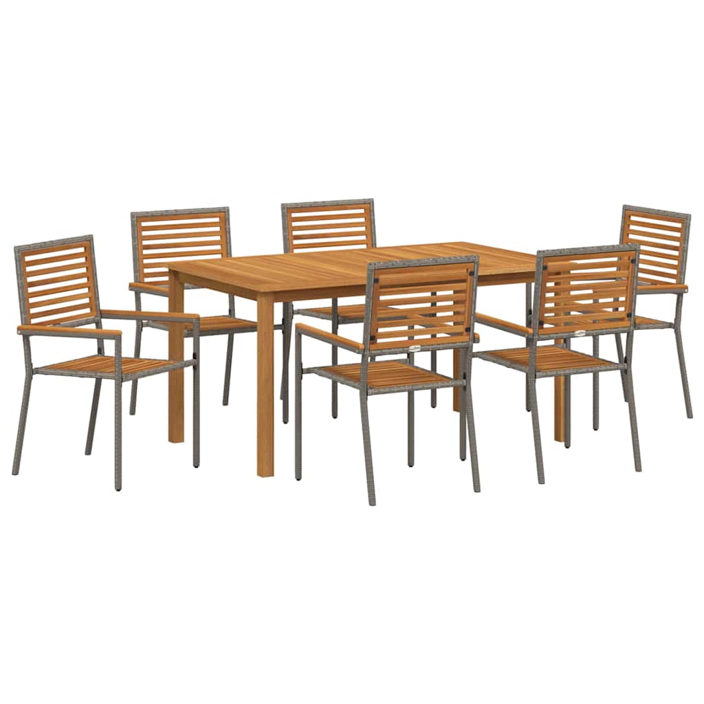 Garden Dining Set 5 pcs Solid Acacia Wood Grey 150 cm table length 6-Seater