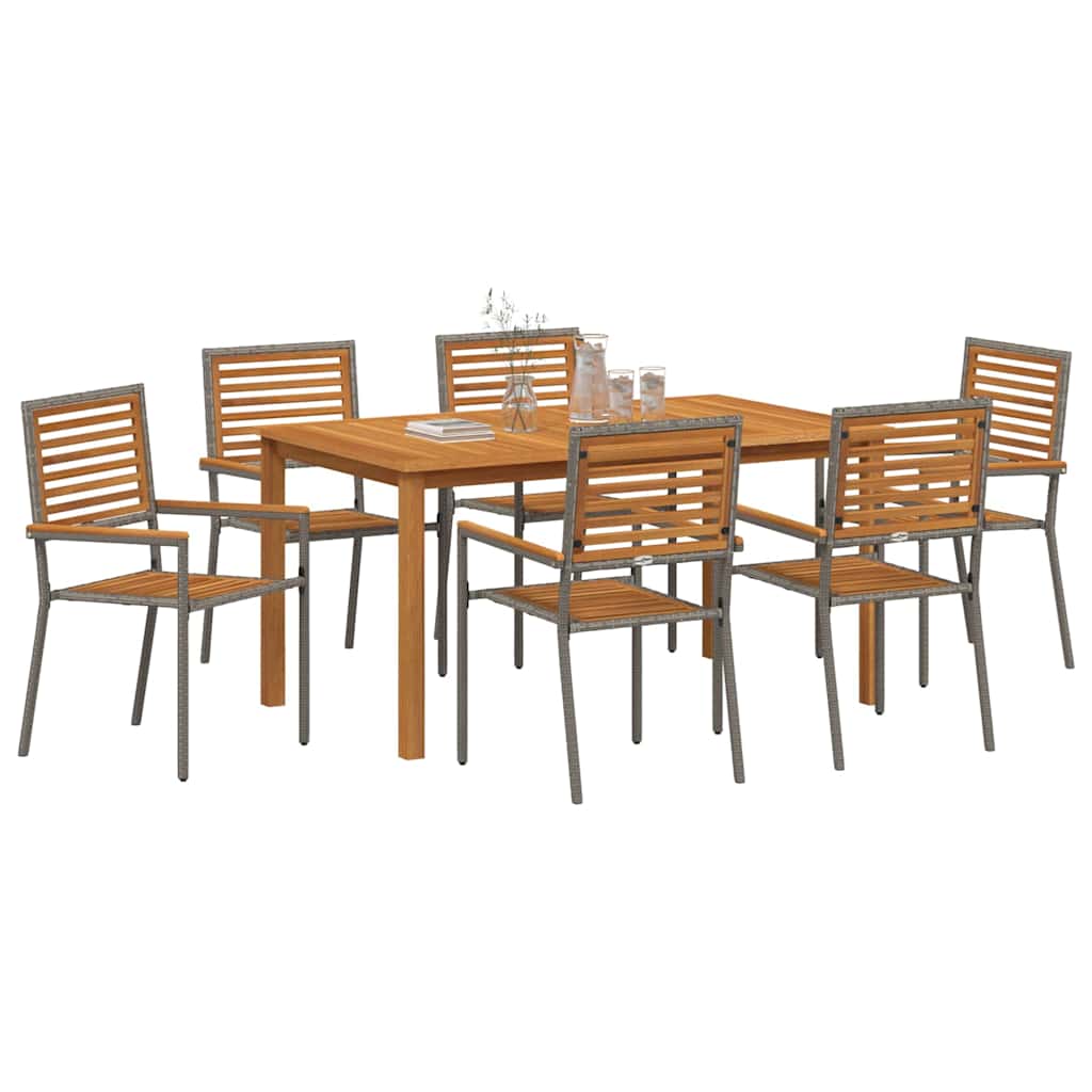 vidaXL Garden Dining Set 7 pcs Grey Solid Acacia Wood 3