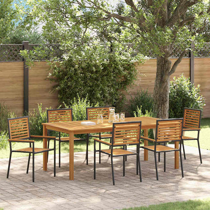 vidaXL Garden Dining Set 7 pcs Black Solid Acacia Wood 1