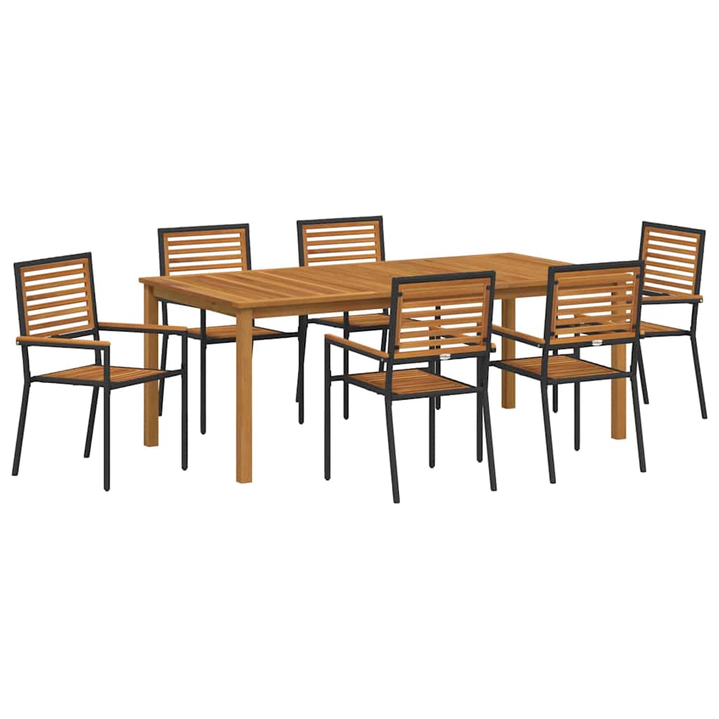 vidaXL Garden Dining Set 7 pcs Black Solid Acacia Wood 2