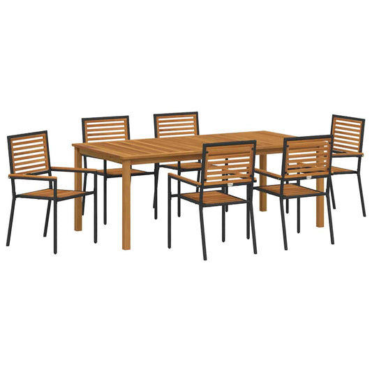 vidaXL Garden Dining Set 7 pcs Black Solid Acacia Wood 2