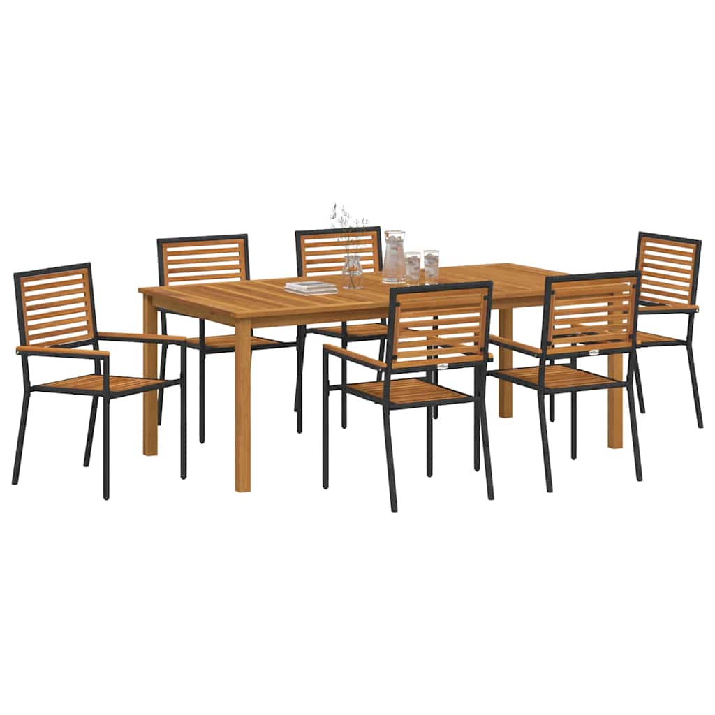 vidaXL Garden Dining Set 7 pcs Black Solid Acacia Wood 3