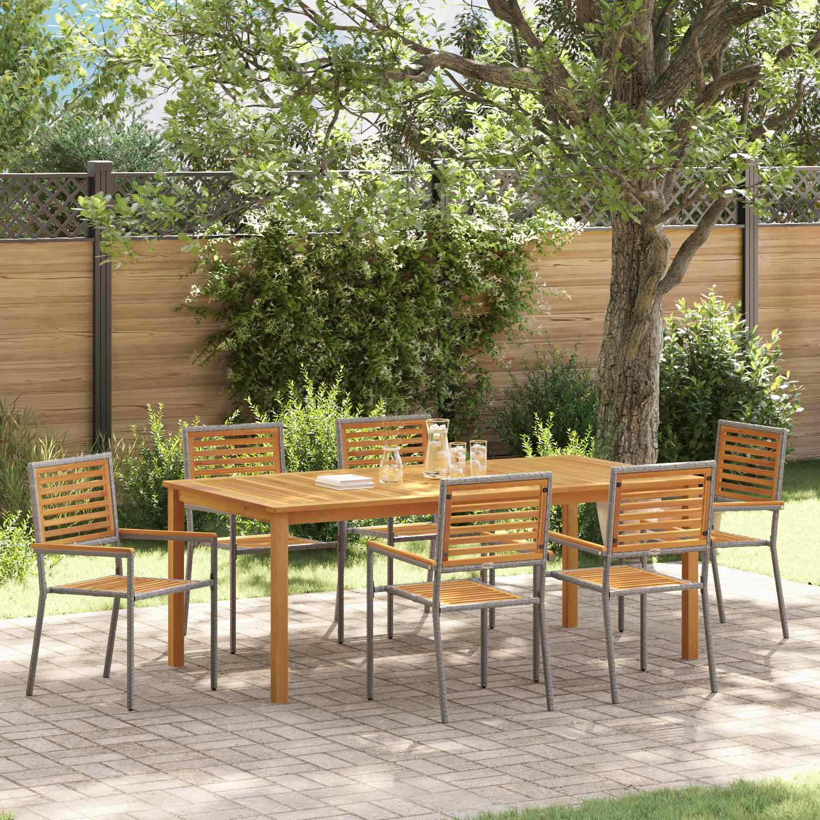 vidaXL Garden Dining Set 7 pcs Grey Solid Acacia Wood 1