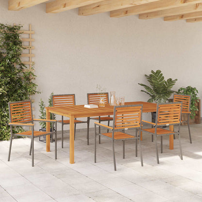vidaXL Garden Dining Set 7 pcs Grey Solid Acacia Wood 4