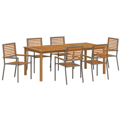 vidaXL Garden Dining Set 7 pcs Grey Solid Acacia Wood 2