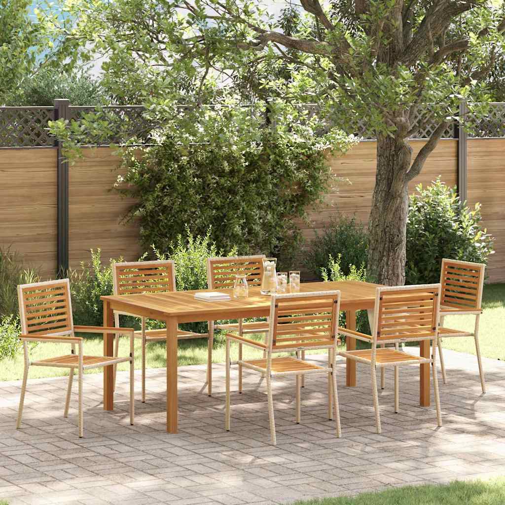 vidaXL Garden Dining Set 7 pcs Beige Solid Acacia Wood 1