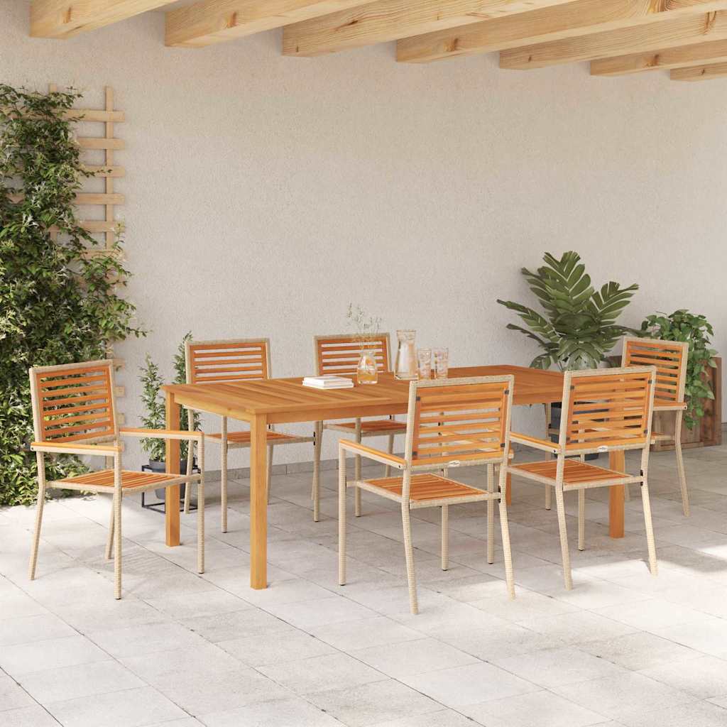 vidaXL Garden Dining Set 7 pcs Beige Solid Acacia Wood 4