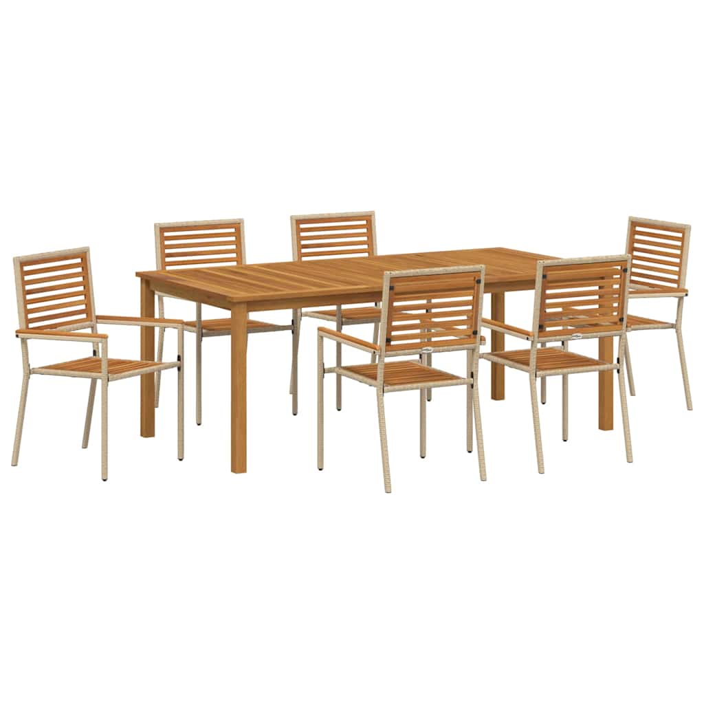 vidaXL Garden Dining Set 7 pcs Beige Solid Acacia Wood 2