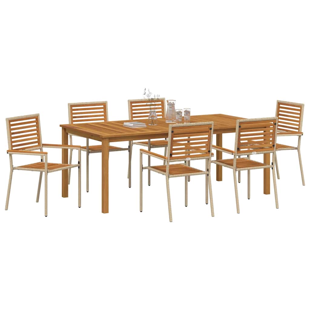 vidaXL Garden Dining Set 7 pcs Beige Solid Acacia Wood 3