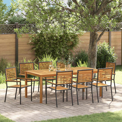 vidaXL Garden Dining Set 9 pcs Black Solid Acacia Wood 1