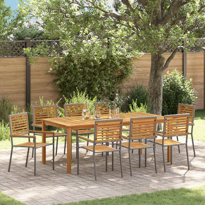 vidaXL Garden Dining Set 9 pcs Grey Solid Acacia Wood 1