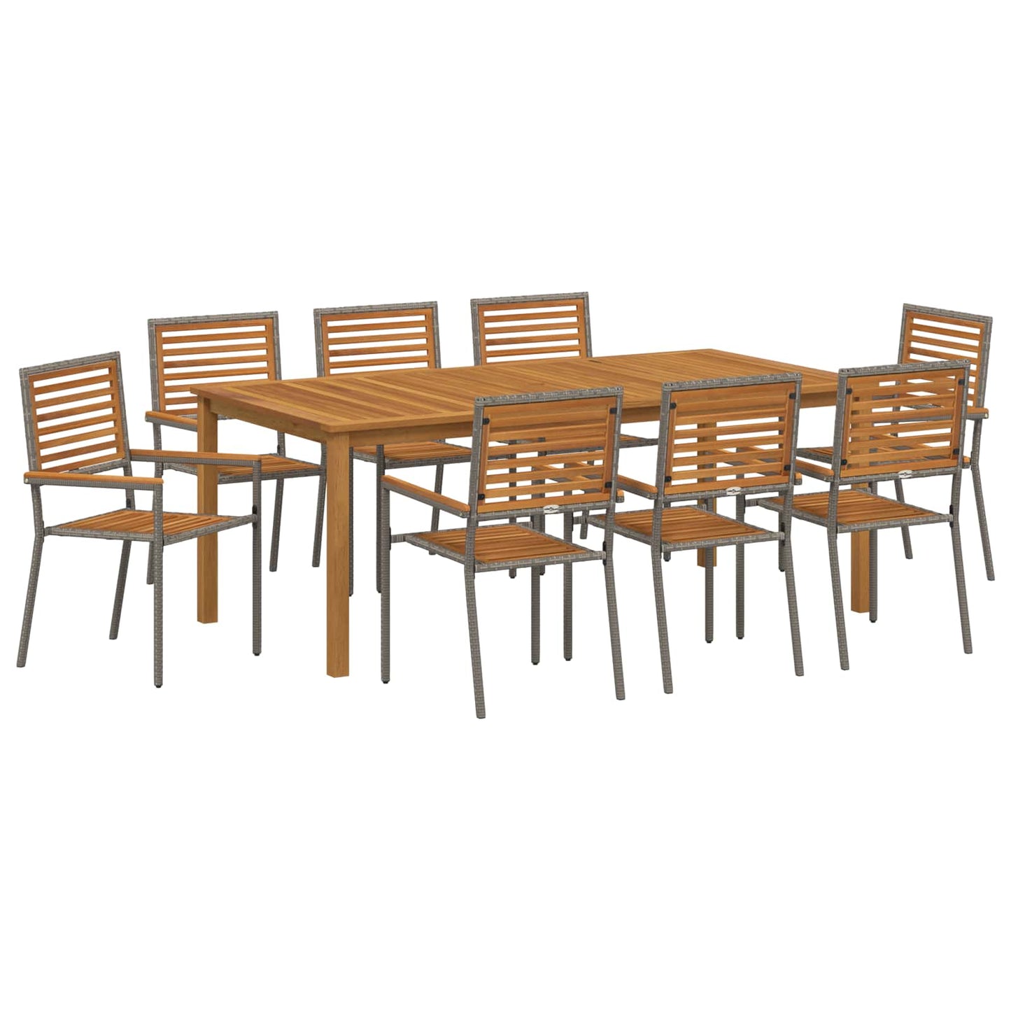 vidaXL Garden Dining Set 9 pcs Grey Solid Acacia Wood 2