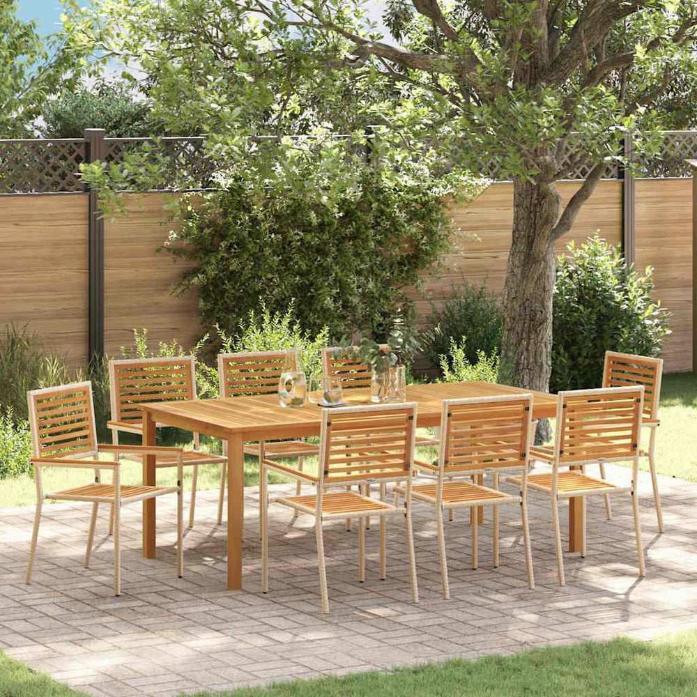 vidaXL Garden Dining Set 9 pcs Beige Solid Acacia Wood