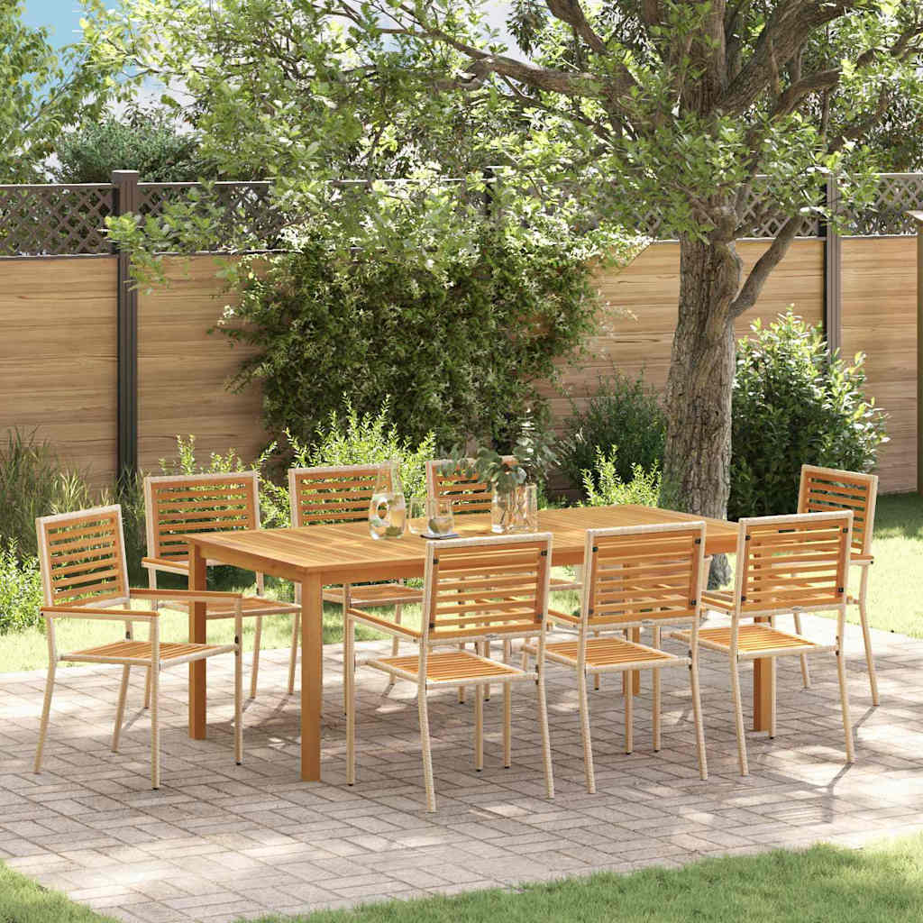 vidaXL Garden Dining Set 9 pcs Beige Solid Acacia Wood 1