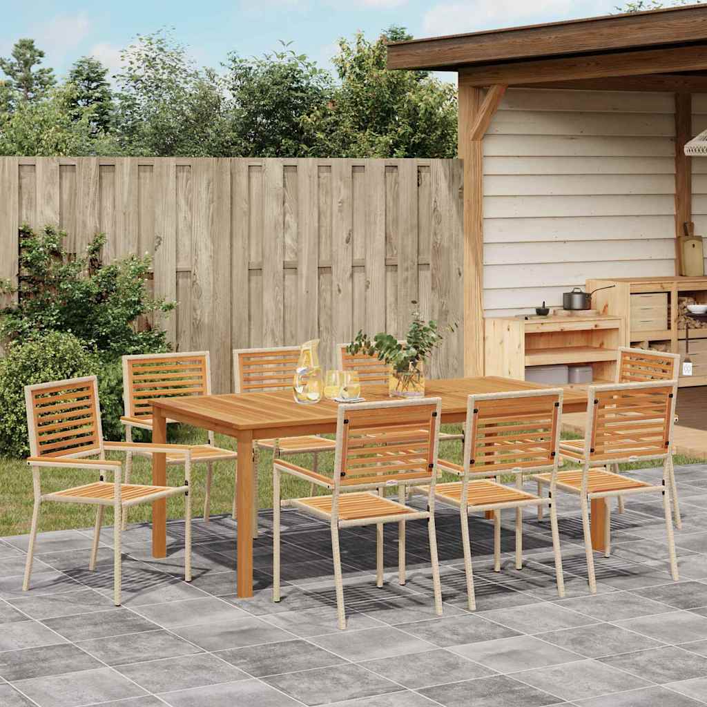 vidaXL Garden Dining Set 9 pcs Beige Solid Acacia Wood 4