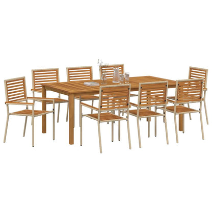 vidaXL Garden Dining Set 9 pcs Beige Solid Acacia Wood 3